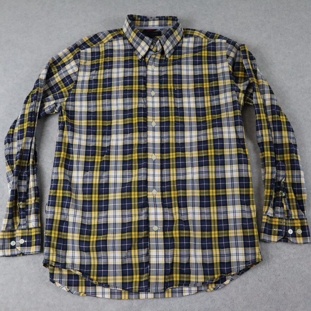 Tommy Hilfiger Shirt Mens Medium Casual Pocket‎ Button Down Plaid Long Sleeve